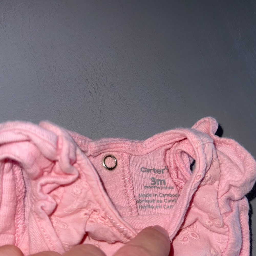 Carter's Soft Pink Baby Romper with Ruffles - Picture 2 of 2